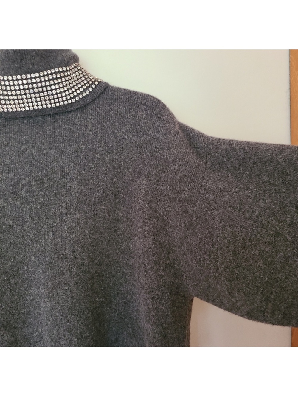 Alexander Wang Grey Turtleneck Sweater with Embellished Collar - Picture 3 of 5
